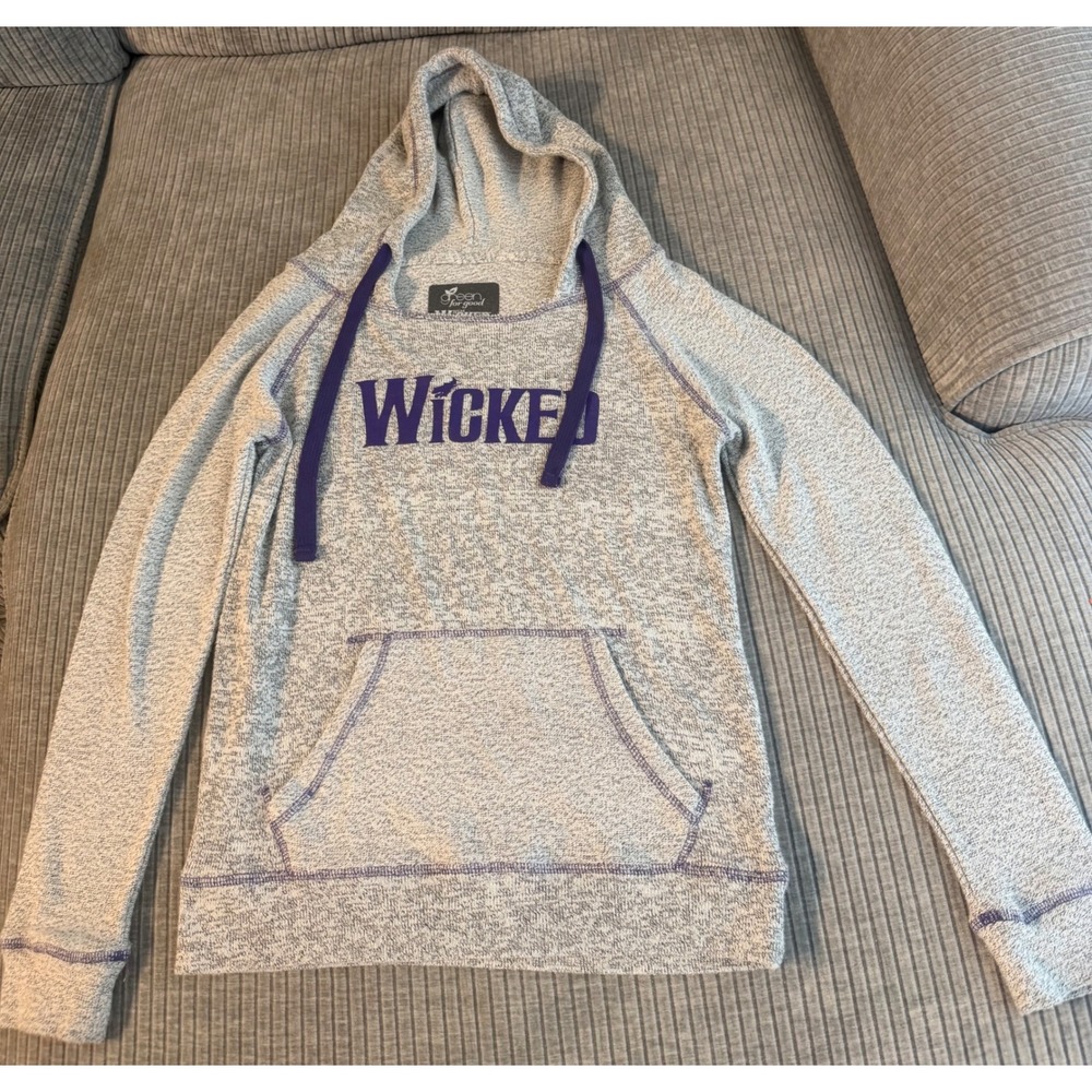 Green for Good Wicked The Musical Hoodie Grey Purple Broadway Merch XS